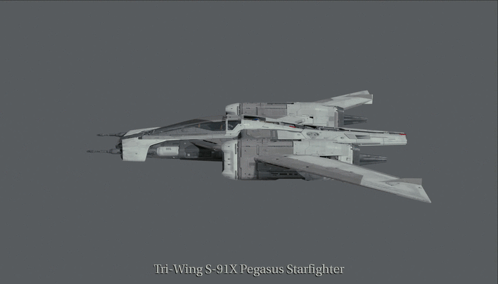 Sketch Drawing of Tri-Wing S-91X Pegasus Starfighter